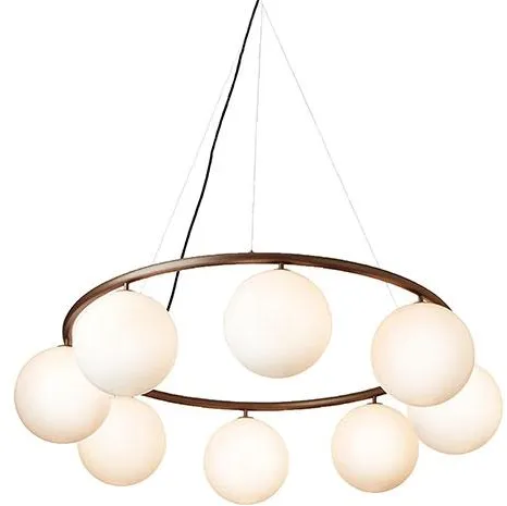 Nuura Miira 8 Circular Lysekrone Mørk Bronze/ Opal Hvid